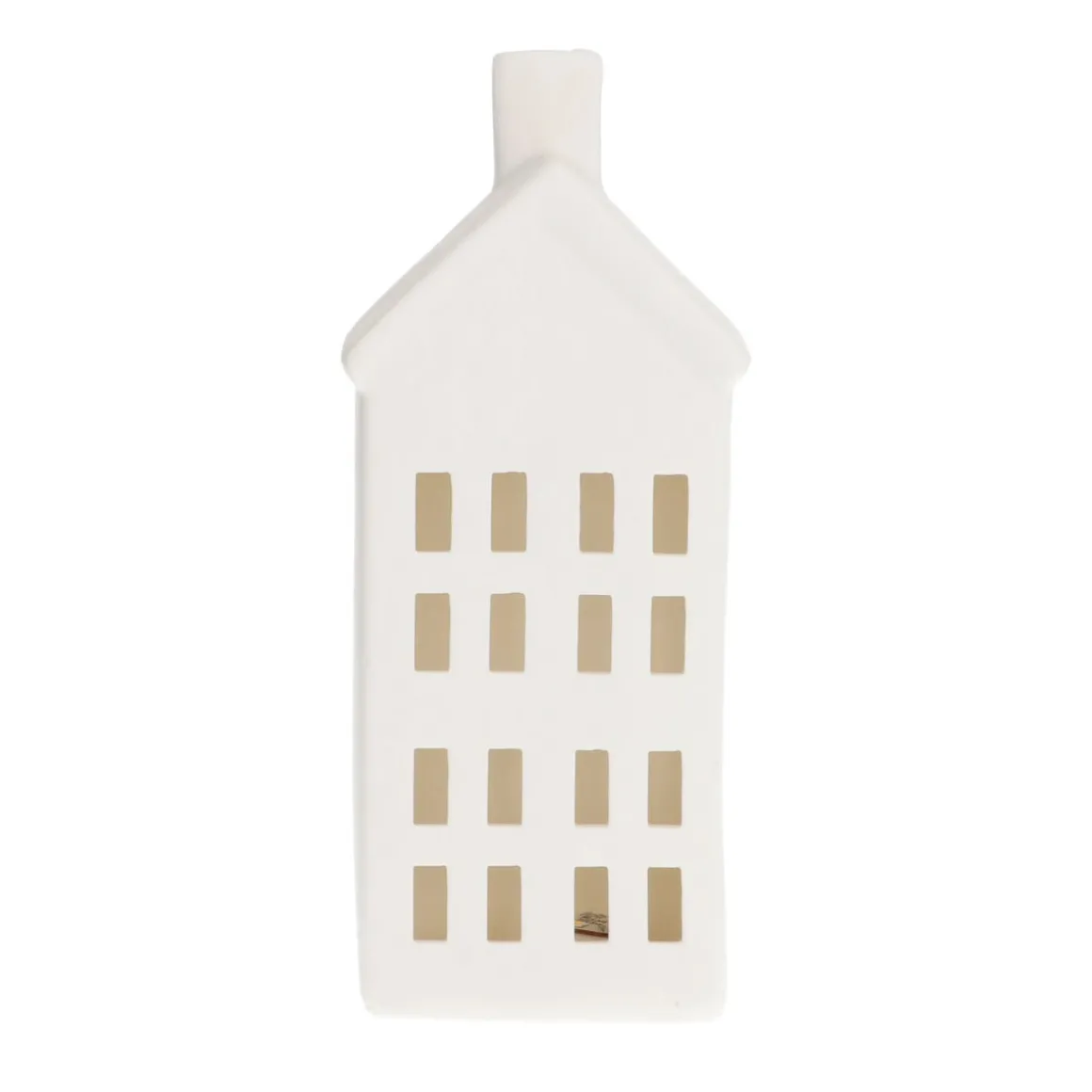 House With LED White 21 Cm Porcelain