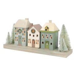 Houses With Trees | With LED | Green-Cream | 30cm