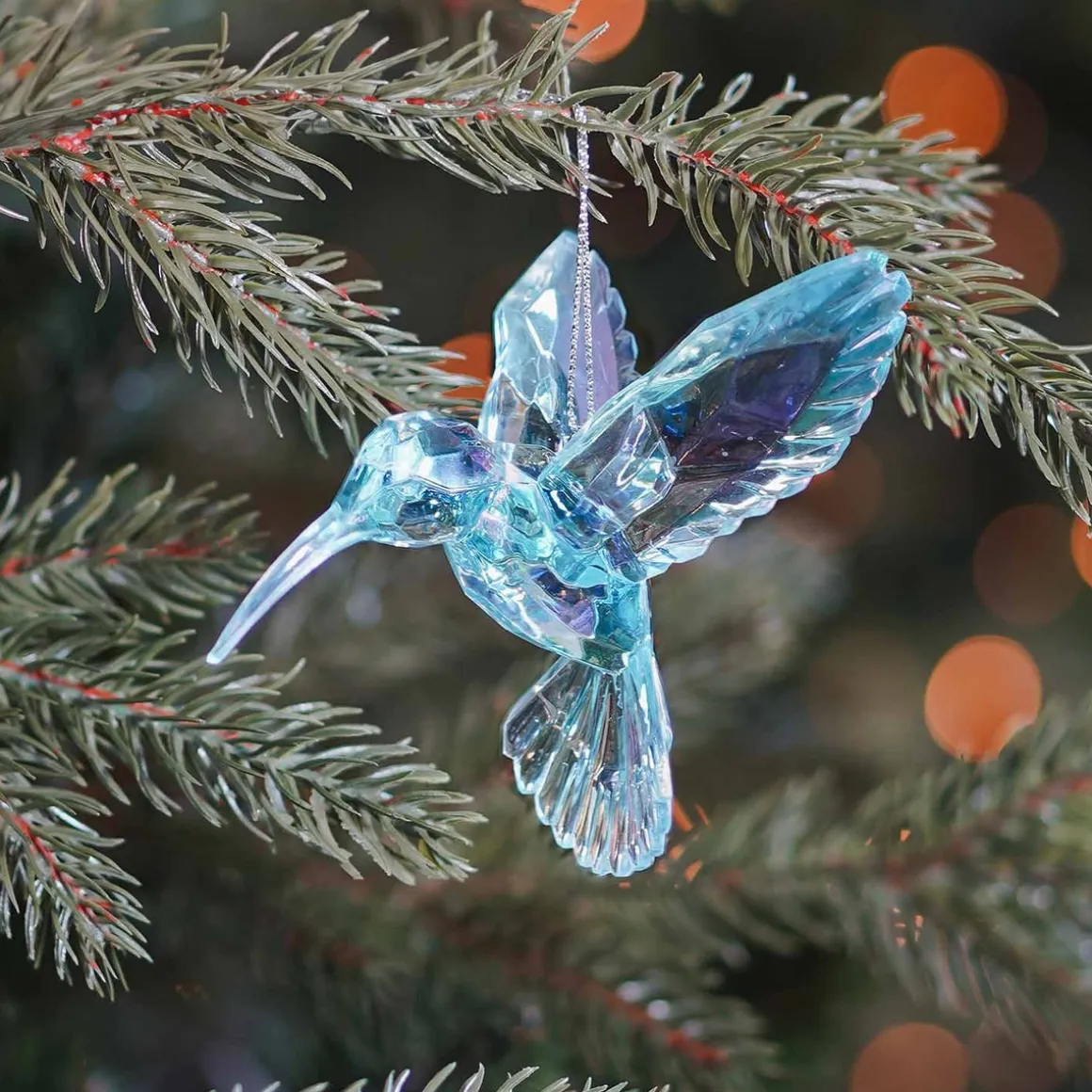 Hummingbird Christmas Ornament 10cm Blue