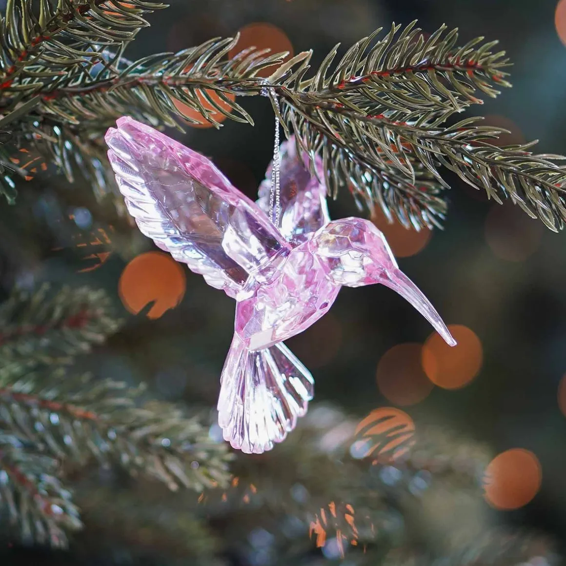 Hummingbird Christmas Ornament 10cm Pink