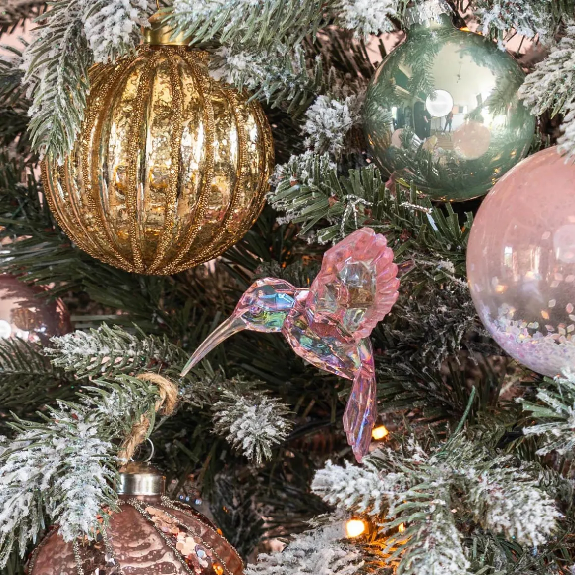 Hummingbird Christmas Ornament 10cm Pink