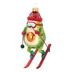 Humorous Avocado On Skis Ornament