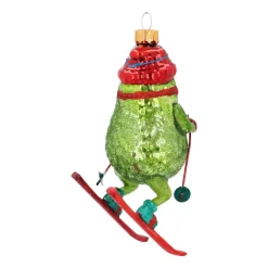 Humorous Avocado On Skis Ornament
