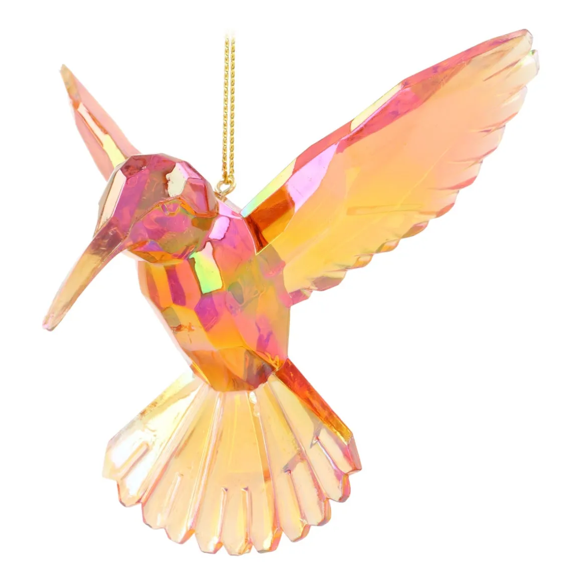 Iridescent Hummingbird Ornament In Warm Tones