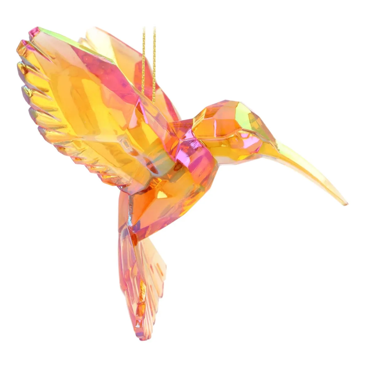 Iridescent Hummingbird Ornament In Warm Tones