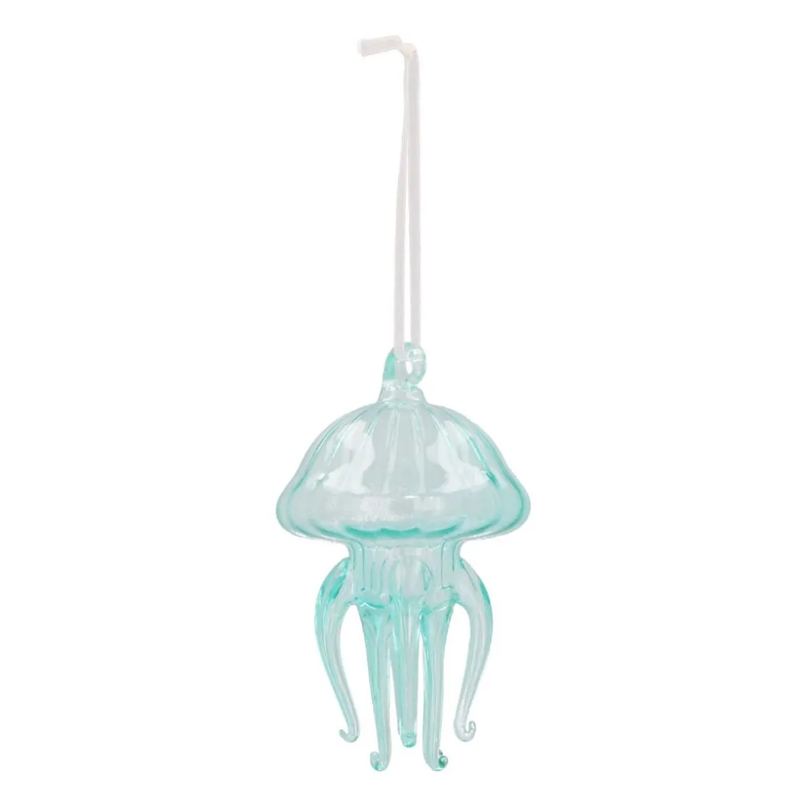 Jellyfish Glass Hanging Figurine 12cm Blue