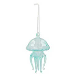 Jellyfish Glass Hanging Figurine 12cm Blue