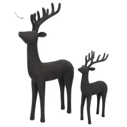 Large Elegant Black Reindeer Figure