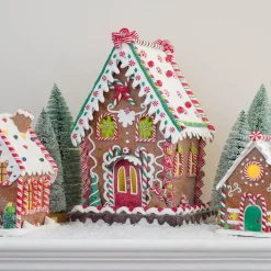 Large Gingerbread House In Clay | LED | Handcrafted | 34cm High