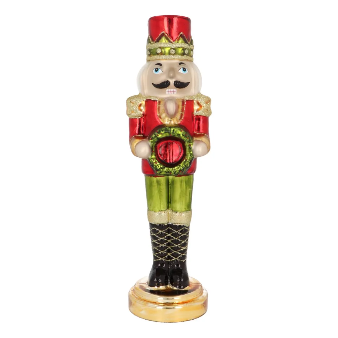 Large Glass Nutcracker With Christmas Wreath