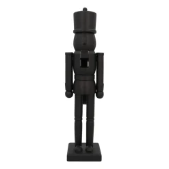 Large Matte Black Wooden Nutcracker