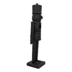 Large Matte Black Wooden Nutcracker