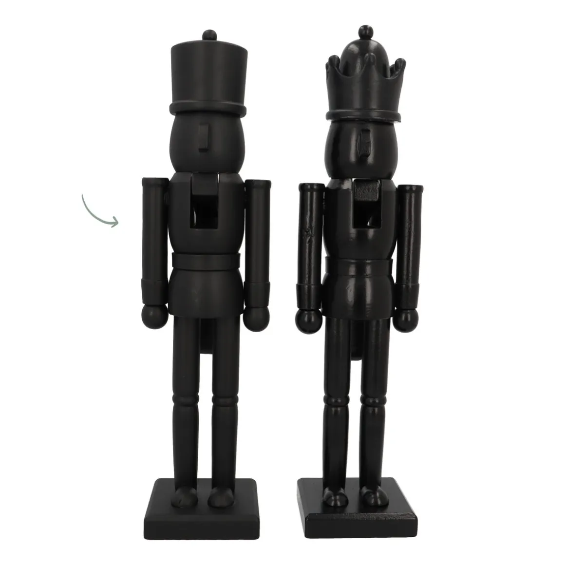 Large Matte Black Wooden Nutcracker