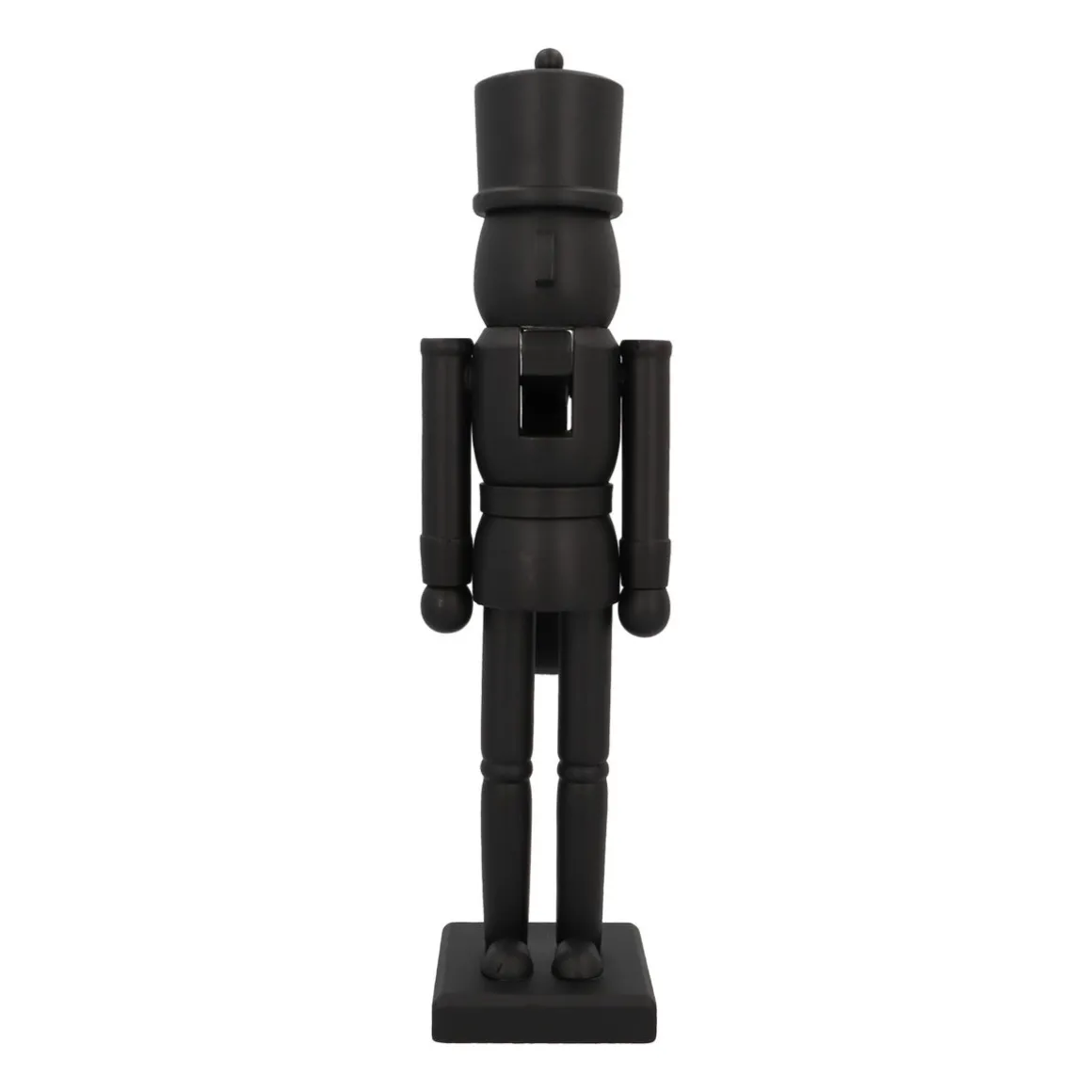 Large Matte Black Wooden Nutcracker