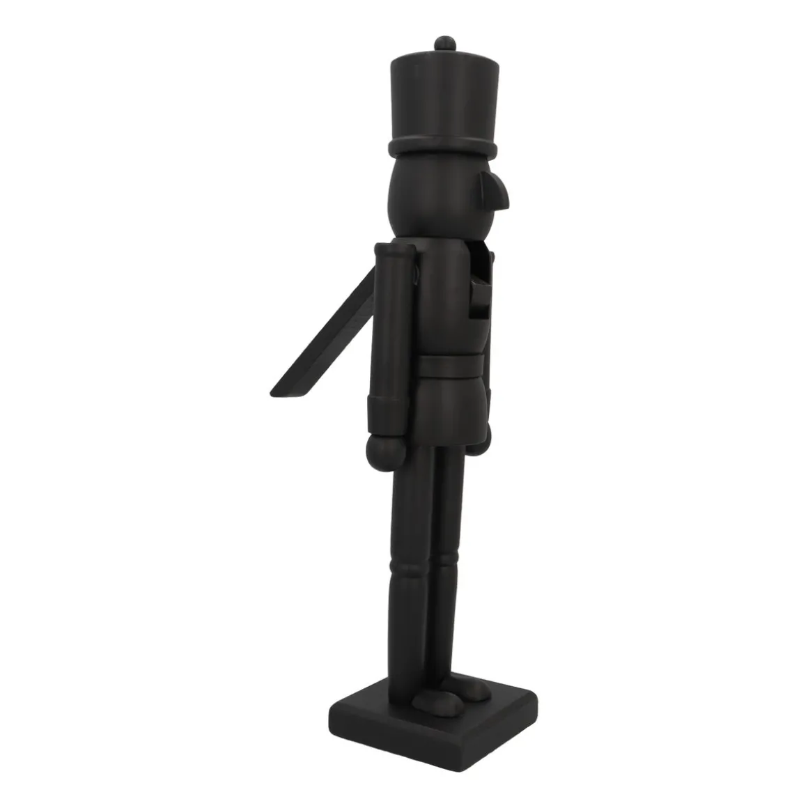 Large Matte Black Wooden Nutcracker