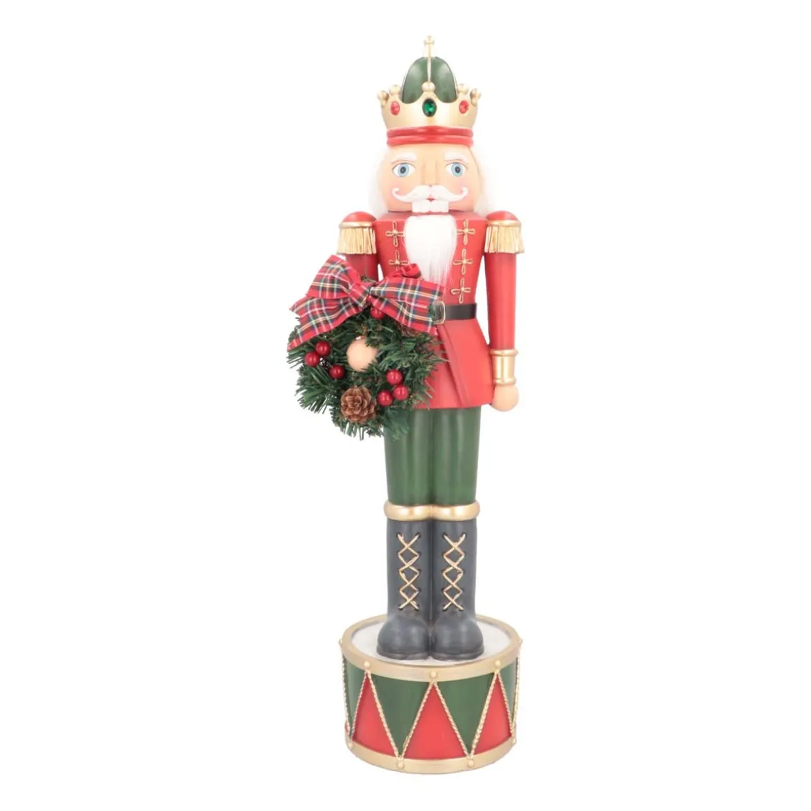 Large Nutcracker With Christmas Wreath | Polyresin | 60cm