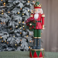 Large Nutcracker With Christmas Wreath | Polyresin | 60cm