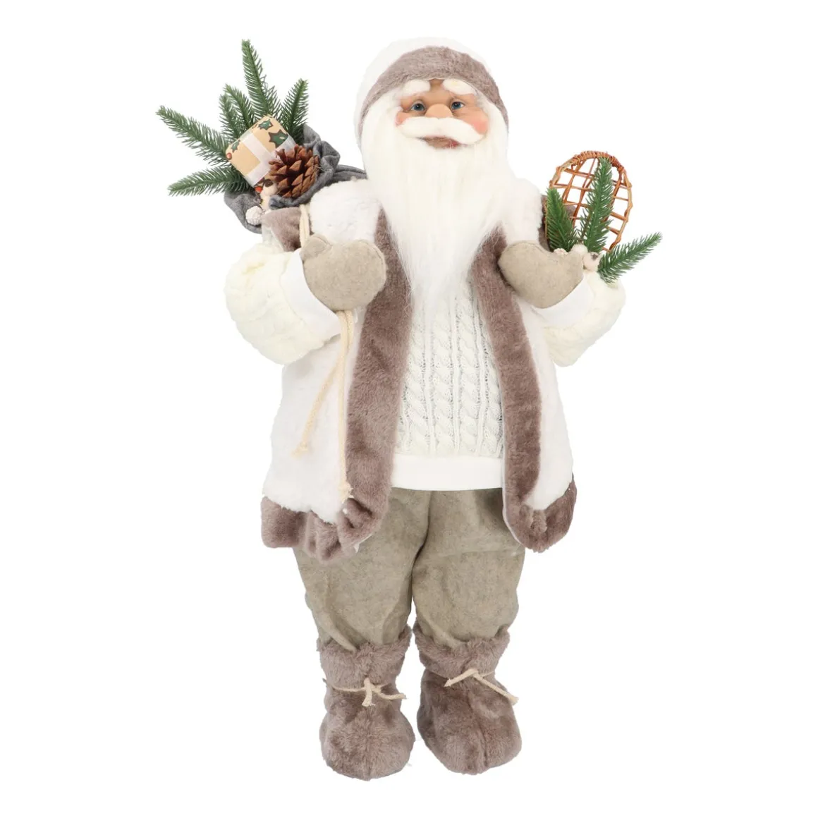 Large Standing Santa Claus | White-grey | 60cm/23in | Cloth