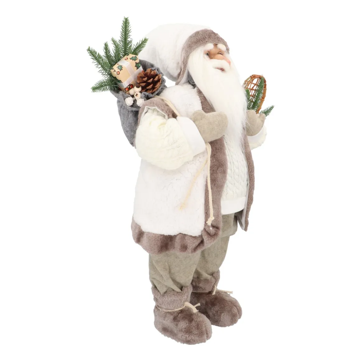 Large Standing Santa Claus | White-grey | 60cm/23in | Cloth