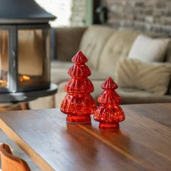 Large Voluminous Red LED Christmas Tree With Embossed Design