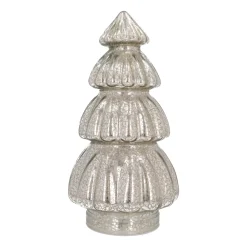 Large Voluminous Silver LED Christmas Tree With Embossed Design