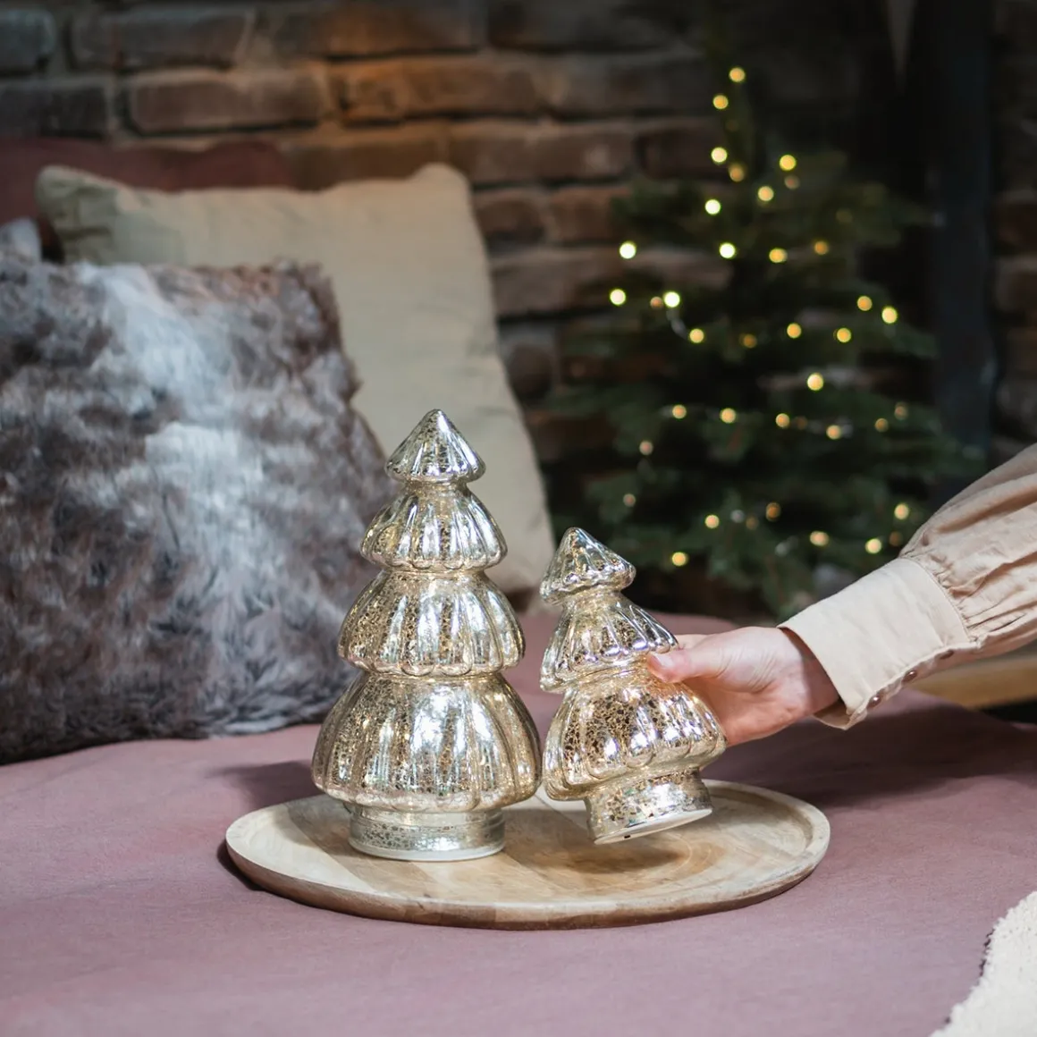 Large Voluminous Silver LED Christmas Tree With Embossed Design