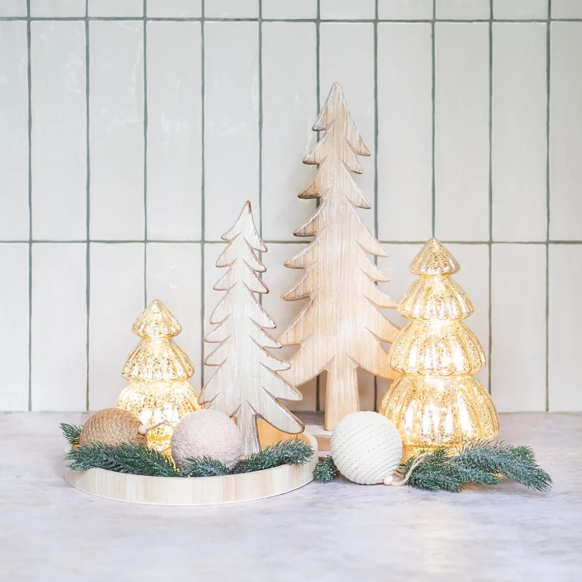 Large Wooden Christmas Tree On Stand
