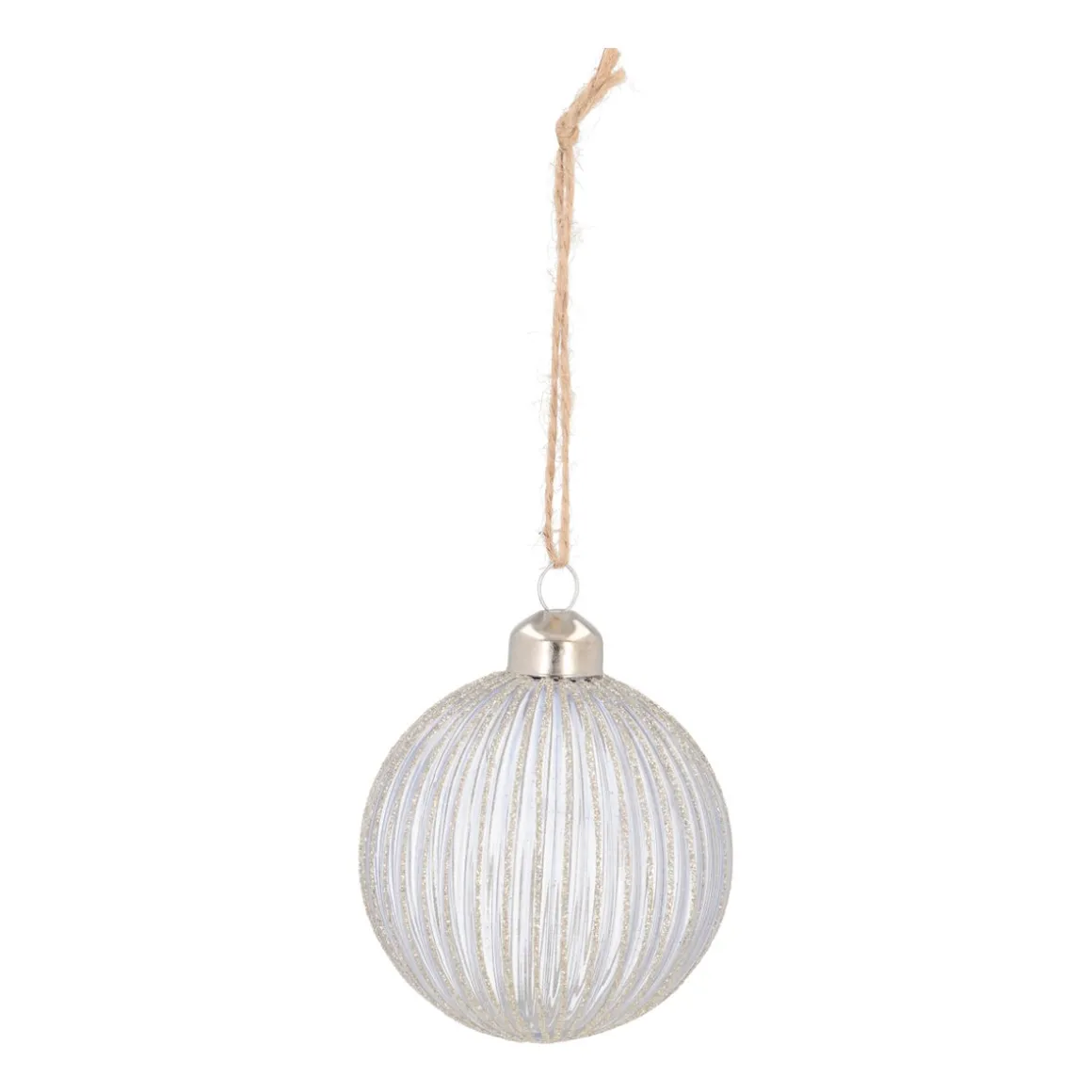 Lavender Christmas Bauble With Glitter Stripes