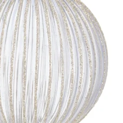 Lavender Christmas Bauble With Glitter Stripes