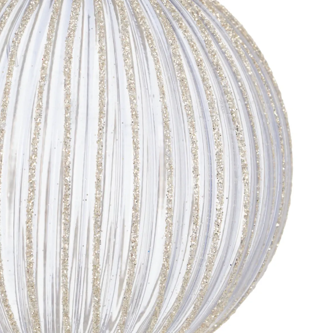 Lavender Christmas Bauble With Glitter Stripes
