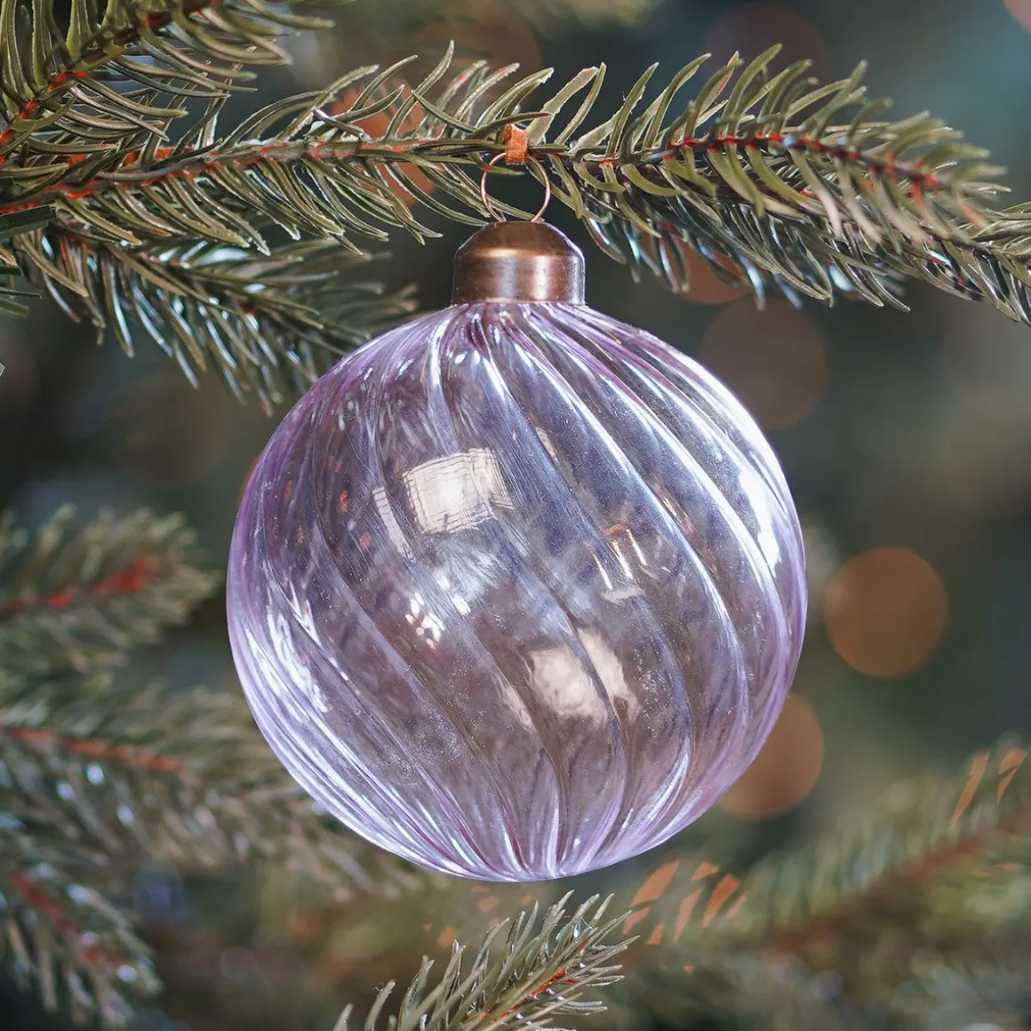 Lavender Christmas Bauble With Romantic Swirls