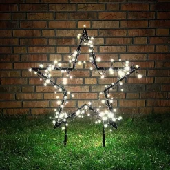 LED Star | Warm White Light | Outdoor Use | Ground Spike | Timer | 73 Cm