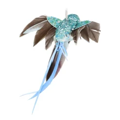 Light Blue Hummingbird Ornament With Stretched Wings