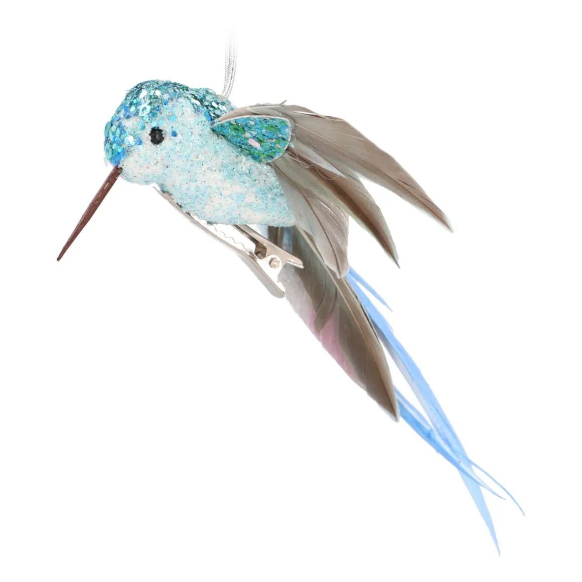 Light Blue Hummingbird Ornament With Stretched Wings