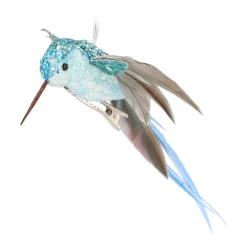 Light Blue Hummingbird Ornament With Stretched Wings