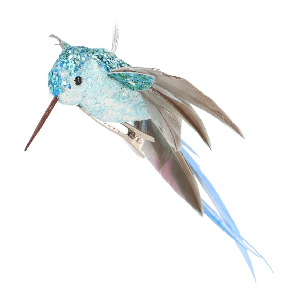 Light Blue Hummingbird Ornament With Stretched Wings
