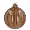 Light Brown Christmas Bauble With Glitter Lines