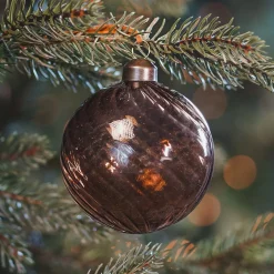 Light Brown Christmas Bauble With Natural Swirls
