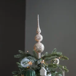 Light Gold Glass Glitter Tree Topper