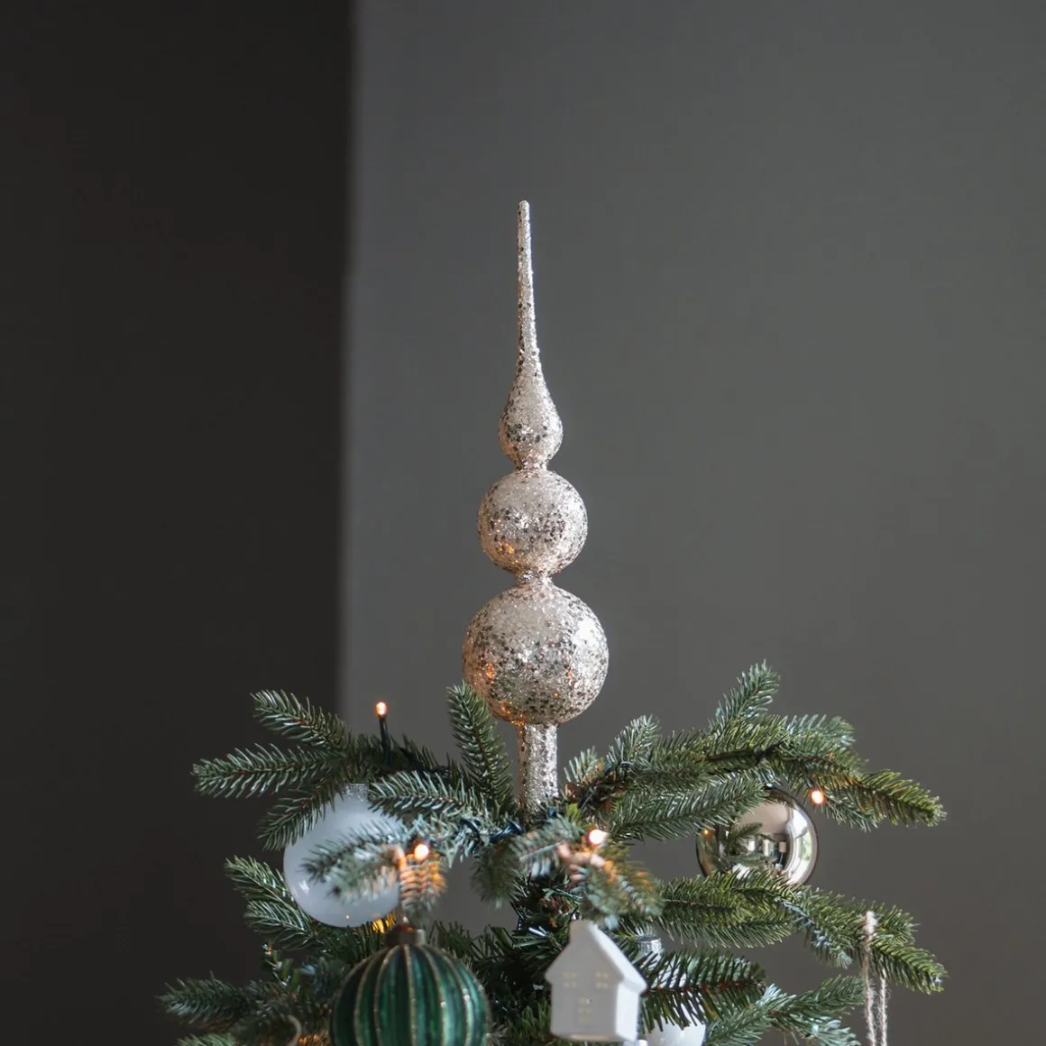 Light Gold Glass Glitter Tree Topper