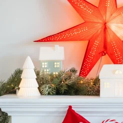 Light Green Porcelain Christmas House With LED Light