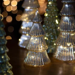 Linear Mercury Glass Tree With LED Lights 19cm Silver