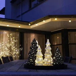 Linear Mercury Glass Tree With LED Lights 19cm Silver