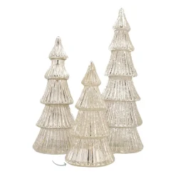 Linear Mercury Glass Tree With LED Lights 19cm Silver