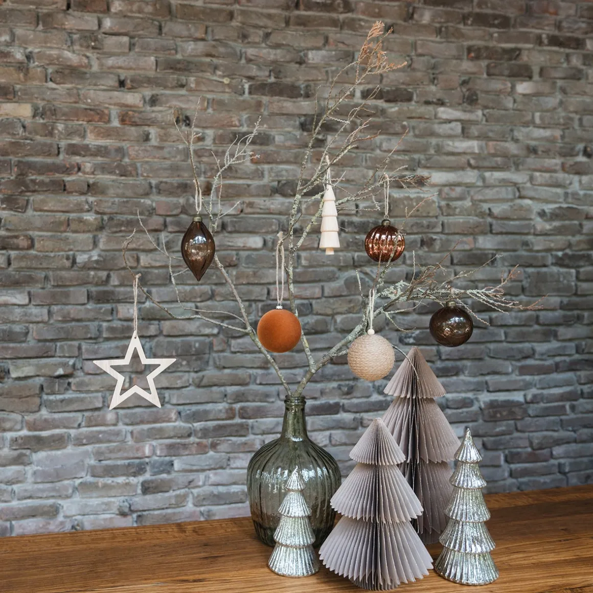 Linear Mercury Glass Tree With LED Lights 19cm Silver
