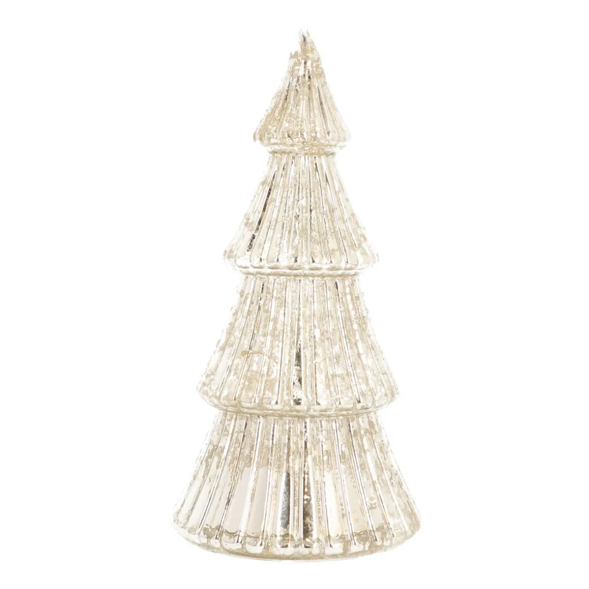 Linear Mercury Glass Tree With LED Lights 19cm Silver