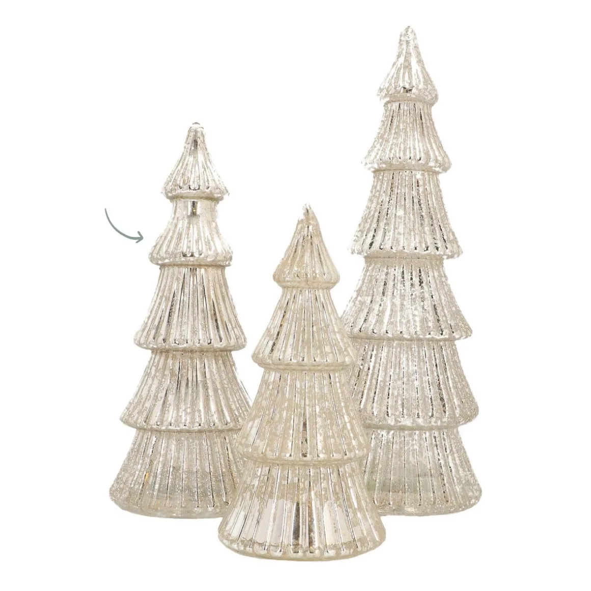 Linear Mercury Glass Tree With LED Lights 27cm Silver