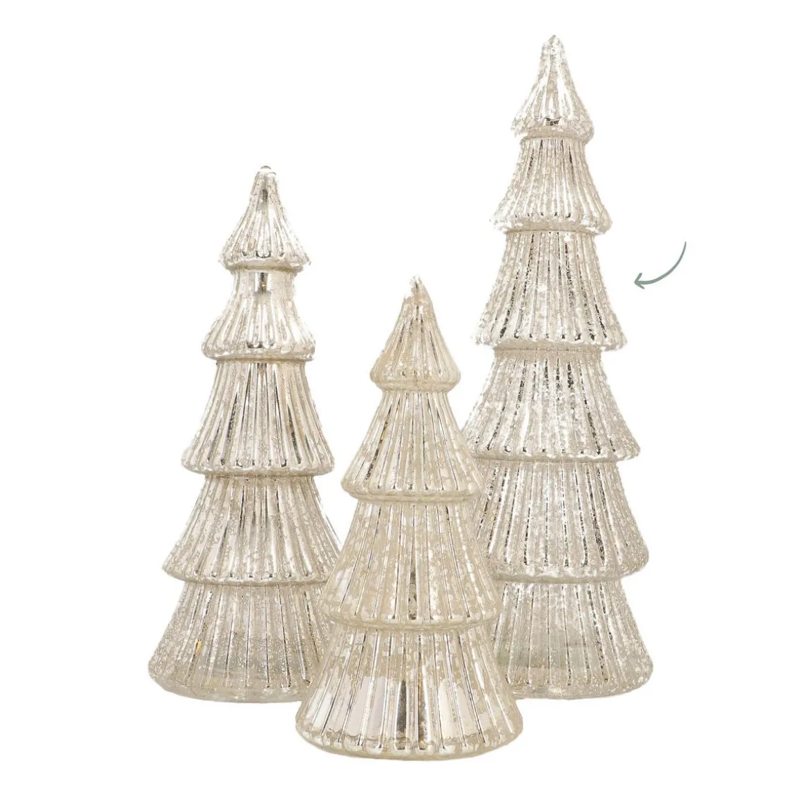 Linear Mercury Glass Tree With LED Lights 37cm Silver