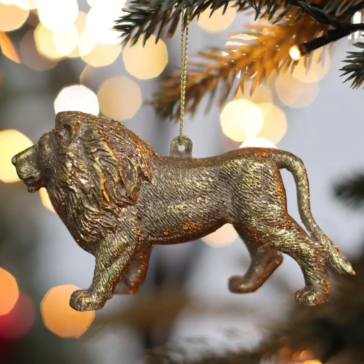 Lion Christmas Ornament | Gold | 12 Cm
