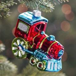 Locomotive Ornament | Glass | Red-Green | 10cm